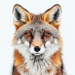 Fototapeta premium Close-Up Portrait of a Fox in a Studio Setting Capturing Its Unique Facial Features and Expressive Eyes with a Soft Blur Background