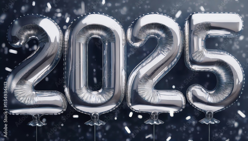 Poster silver balloons display the numbers 