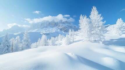 Obraz premium Mountain landscape panorama with snow and clear blue sky