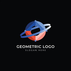 geometric planet logo design galaxy logo template