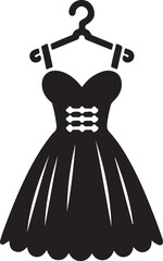 Dress icon silhouette vector with white background
