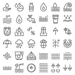 Water line icon set vector