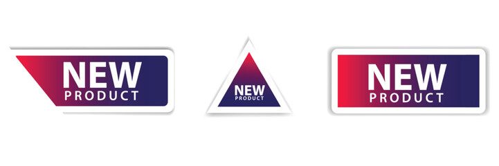 Paper element sticker for new product in three variant vector illustration design background
