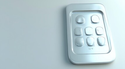 Sleek metallic device with rounded buttons on a light background.