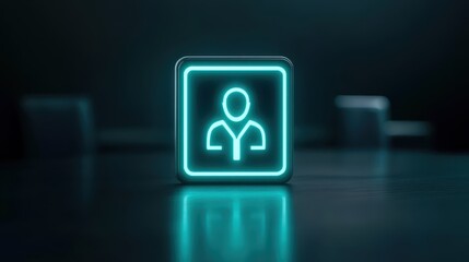 Luminous green icon on dark background, modern and minimalist abstract symbol for digital innovation