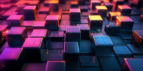 Fototapeta premium Abstract 3D rendering of glowing colorful cubes.