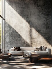Modern Living Room Interior Design With Sunlight Streaming Through Window