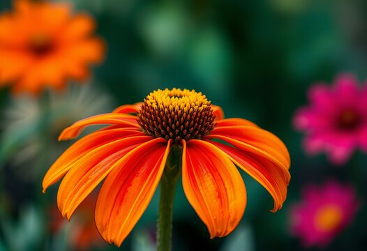 Vibrant display of tithonia flowers.