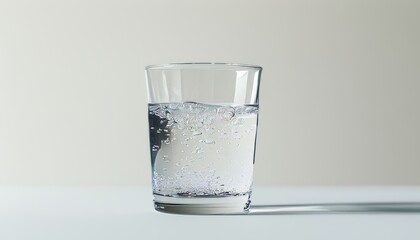 Crystal Clear Glass of Water with Bubbles Against Soft Background in Topaz Hue