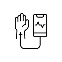 Social media addiction outline icons, minimalist vector illustration ,simple transparent graphic element .Isolated on white background