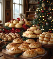 Festive Christmas baked goods on display.