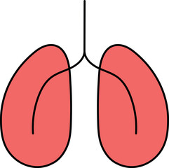 Simple Colored Human Lungs Vector Graphic