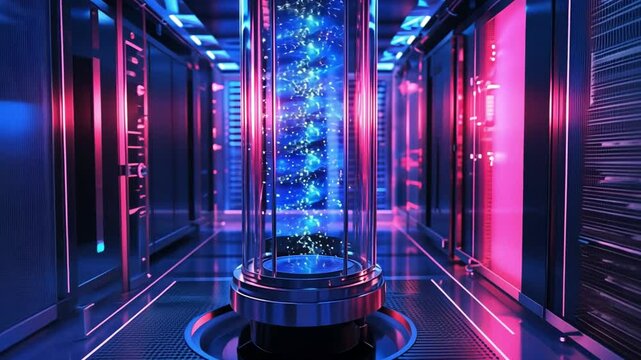 Quantum computing for disaster prediction, futuristic computer lab