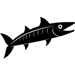 Sleek Barracuda Fish Silhouette Design
