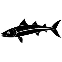Sleek Barracuda Fish Silhouette Design
