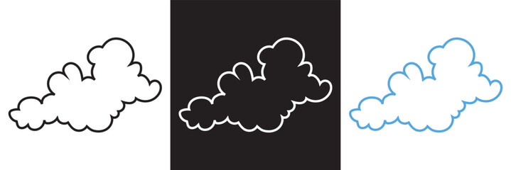 Cartoon Vector Clouds. Abstract Cloudy Shapes. Isolated Cloud Shapes. Vector illustration. isolated on white and black background. EPS 10