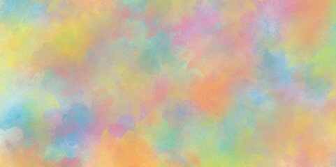 Colorful watercolor background with mixed colors, Aged watercolor paper texture with light blue and brown, yellow and green color, Fantasy polished light pink abstract watercolor painted background.