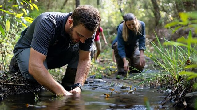 Reintroducing native species to habitats, conservation team in action