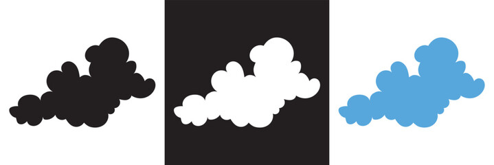 Cartoon Vector Clouds. Abstract Cloudy Shapes. Isolated Cloud Shapes. Vector illustration. isolated on white and black background. EPS 10