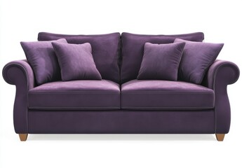 Elegant Purple Couch with Plush Cushions for Cozy Living Room Decor