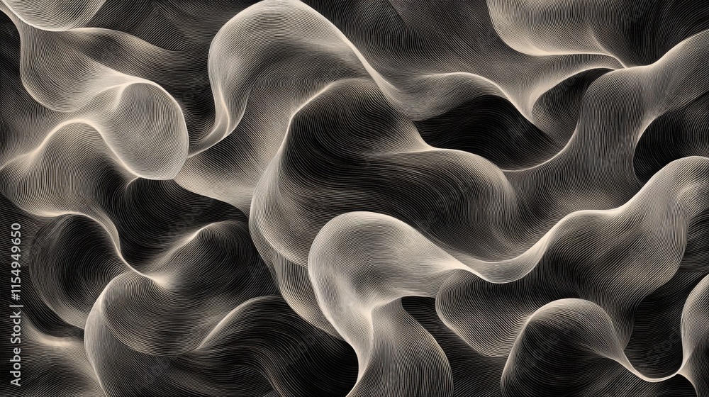 Poster abstract grayscale wave pattern background.