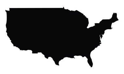 Simple Black Silhouette of the United States of America