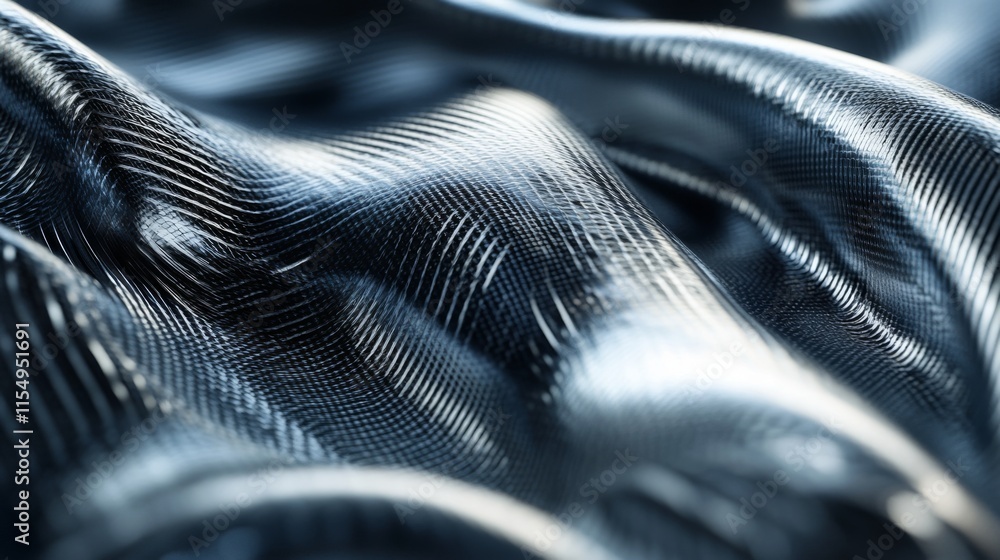 Poster abstract metallic texture with flowing, wavy lines and patterns.