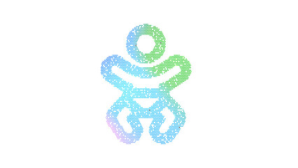 Icon baby is made up of LED square shapes. There are bright diodes and there are black dead diodes