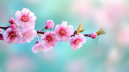 Obraz premium Delicate Pink Blossoms Branching Out Gracefully