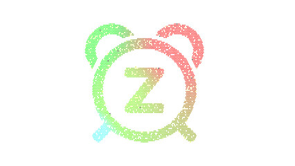 Icon alarm snooze is made up of LED square shapes. There are bright diodes and there are black dead diodes