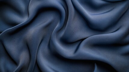 Luxurious Deep Blue Satin Fabric with Gentle Ripples and Soft Texture, Ideal for Fashion, Home Decor, and Creative Projects