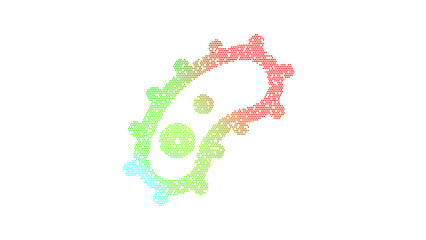 Icon bacterium is made up of LED square shapes. There are bright diodes and there are black dead diodes