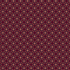 Dark red burgundy background Primitive modest abstract geometric fabric pattern with orange yellow cream green polka dots