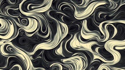 Abstract swirling black and beige pattern.