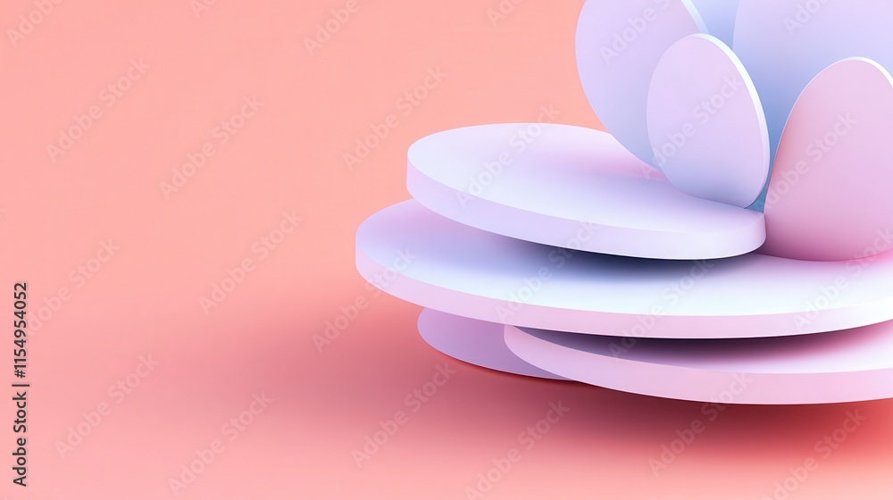 Poster a minimalist design featuring layered circular shapes in soft pastel colors against a peach backgrou