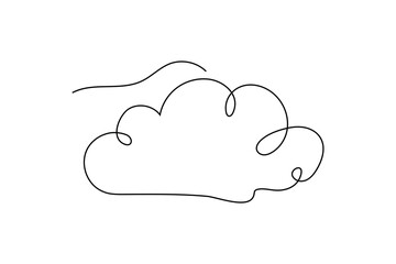 cloud continuous line drawing summer concept
 Isolated on white background 