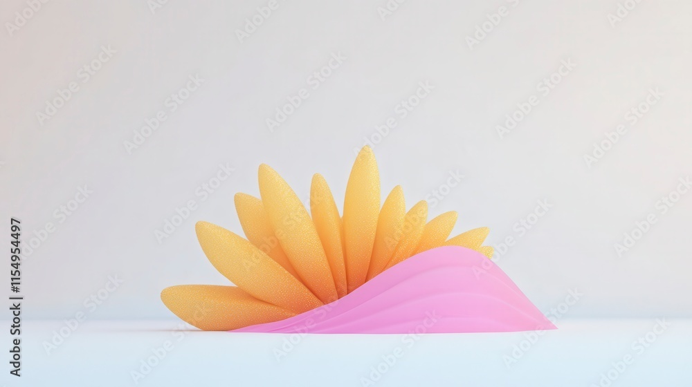 Poster a colorful abstract design featuring yellow petals on a pink base, creating a playful and whimsical 