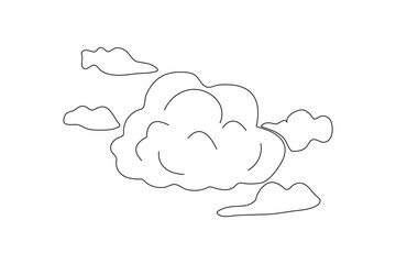 cloud continuous line drawing summer concept
 Isolated on white background 