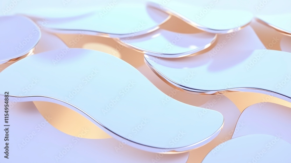 Poster a close-up view of curved, glossy white shapes layered together, creating a smooth, abstract texture