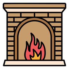 Illustration of Fireplace Filled Icon Design