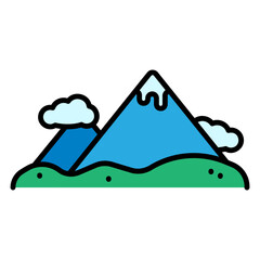 Illustration of Mountain Filled Icon Design