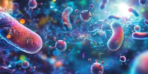 Naklejka premium Progress is being made on Human Microbiome research, incorporating innovative design elements to enhance our understanding of its complexities and functions.