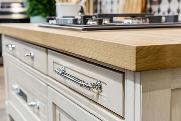 Sleek and Organized Wooden Kitchen Drawers and Cabinets in a Bright and Modern Interior