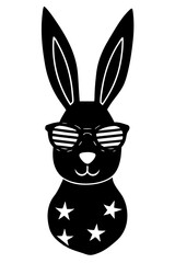 rabbit with American sunglass silhouette