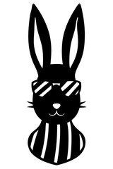 rabbit with American sunglass silhouette
