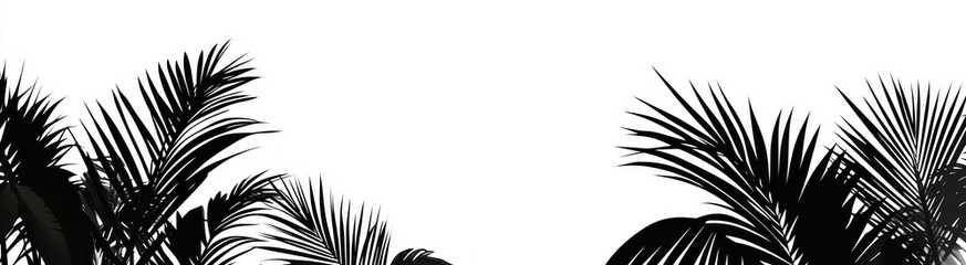 Monochrome palm leaves on white background. (1)