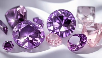 Fototapeta premium Sparkling gems in purple and pink hues for elegant jewelry designs
