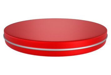 Red pedestal observation platform. Empty Exhibition stage background or podium for product display in minimal scene