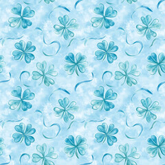 Fototapeta premium St. Patrick's day celebration seamless watercolor pattern in green vibrant floral design festive atmosphere creative art