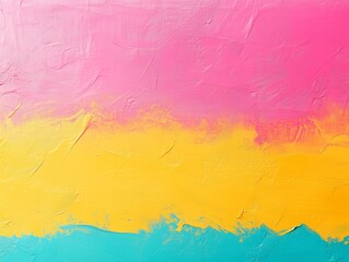 Obraz premium Vibrant Abstract Painting with Pink, Yellow, and Blue Textures - Made with Generative AI